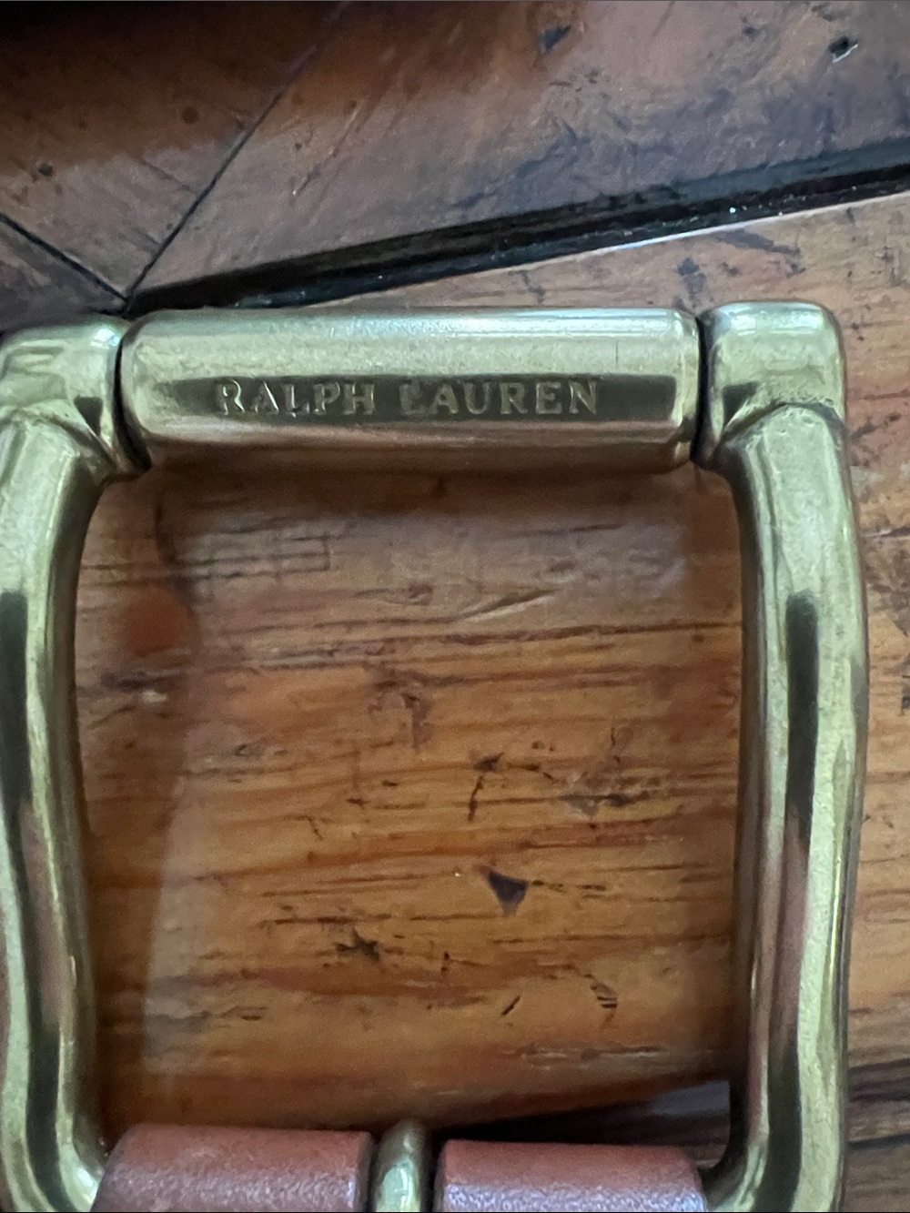 Vintage Ralph Lauren Chestnut Brown Leather Belt with Brass Buckle - Picture 6 of 6